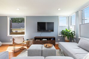 Smart TV, DVD player, foosball, table tennis