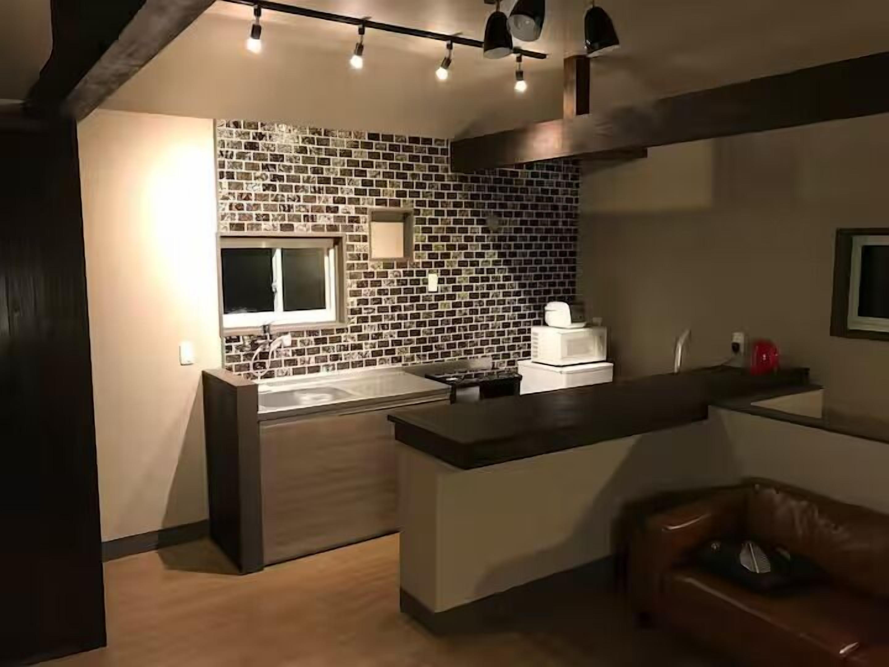 Standard Apartment | Private kitchen | Full-size fridge, microwave, stovetop, electric kettle