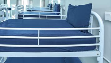 Desk, bed sheets