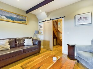 Smart TV, fireplace, DVD player, books
