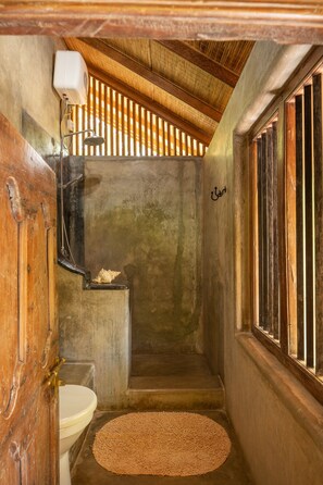 シャワー、タオル、トイレットペーパー