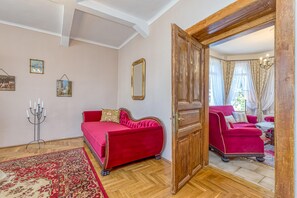Family House, Multiple Bedrooms (Treasure Of The Past) | Living area | 21-inch TV with digital channels, fireplace - Treasure Of The Past (Balatonrendes)