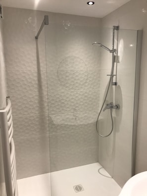 Bathtub, towels, toilet paper