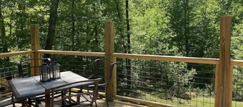 Gas fireplace, firepit, and cedar Adirondack chair
