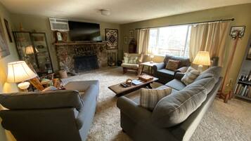 TV, fireplace