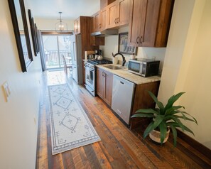 Fridge, microwave, oven, dishwasher