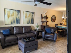 Smart TV, table tennis, books, stereo