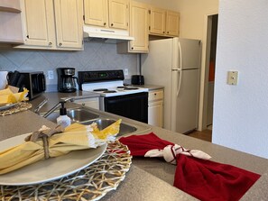 Fridge, microwave, oven, dishwasher