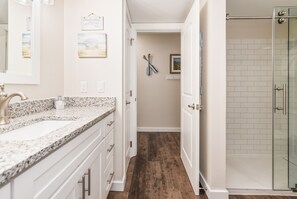 Shower, hair dryer, towels - Sandcastle Condominiums Unit 117 (Port Aransas)