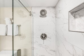 Shower, hair dryer, towels - Sandcastle Condominiums Unit 412 (Port Aransas)