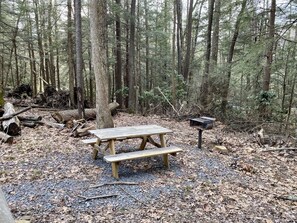 Outdoor dining - Creekside Log Cabin w/firepit, near quaint towns Thomas/Davis & many state parks (Aurora)