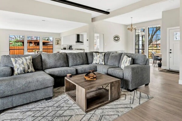 Smart TV, fireplace, table football, ping pong