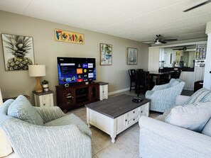 Smart TV, DVD player, books