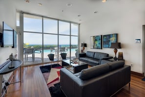 Condo, Multiple Beds, Hot Tub, Ocean View | Living area | 40-inch TV with digital channels - Sterling Breeze 1105 (Panama City Beach)