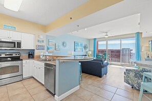 Condo, Multiple Beds, Hot Tub, Ocean View | Private kitchen | Fridge, microwave, oven, stovetop - Penthouse With Beautiful Beach Views! 1 Bedroom, 2 Bathroom Penthouse! (Panama City Beach)