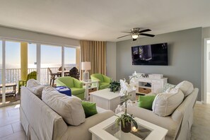 Condo, Multiple Beds, Balcony, Ocean View | Living area | 40-inch TV with digital channels - Amazing Views! Newly Listed! Family Friendly Unit! Resort Pools! (Panama City Beach)