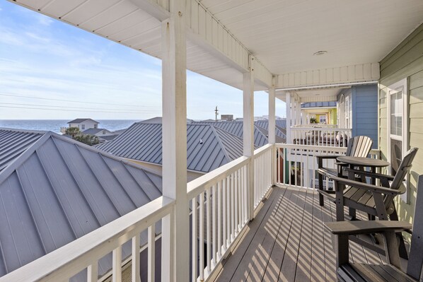 House, Multiple Beds, Patio, Partial Ocean View | Property grounds - Next To Pier Park! Steps From the Beach! Dog-friendly! Pool! (Panama City Beach)