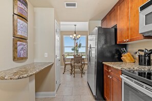Condo, Multiple Beds, Private Pool, Ocean View | Private kitchen | Fridge, microwave, oven, stovetop - Aqua Resort 1003 (Panama City Beach)