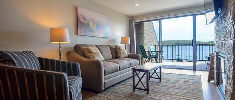 TV, fireplace, video games, DVD player