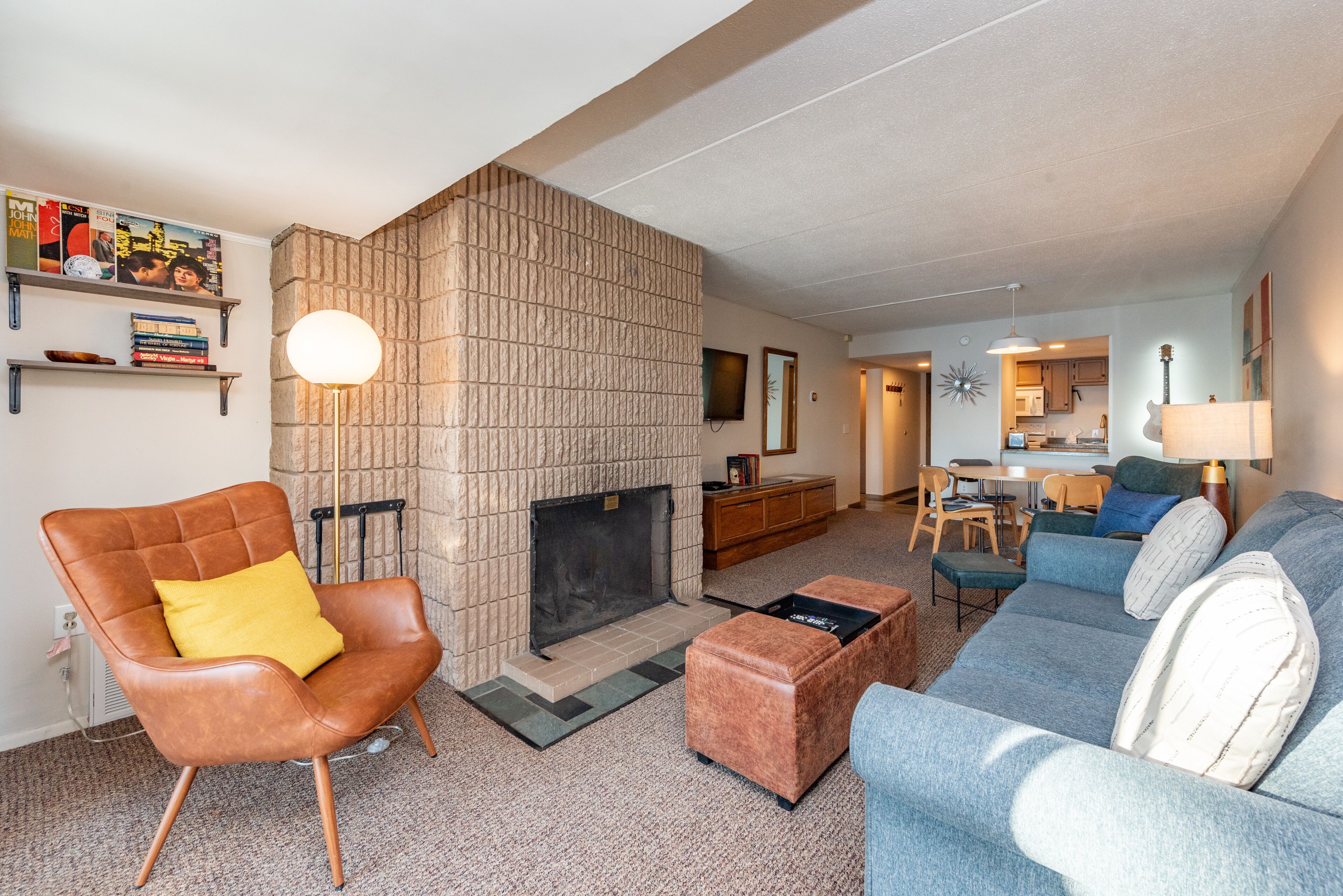 TV, fireplace, video games, DVD player