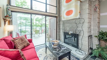 TV, fireplace, video games