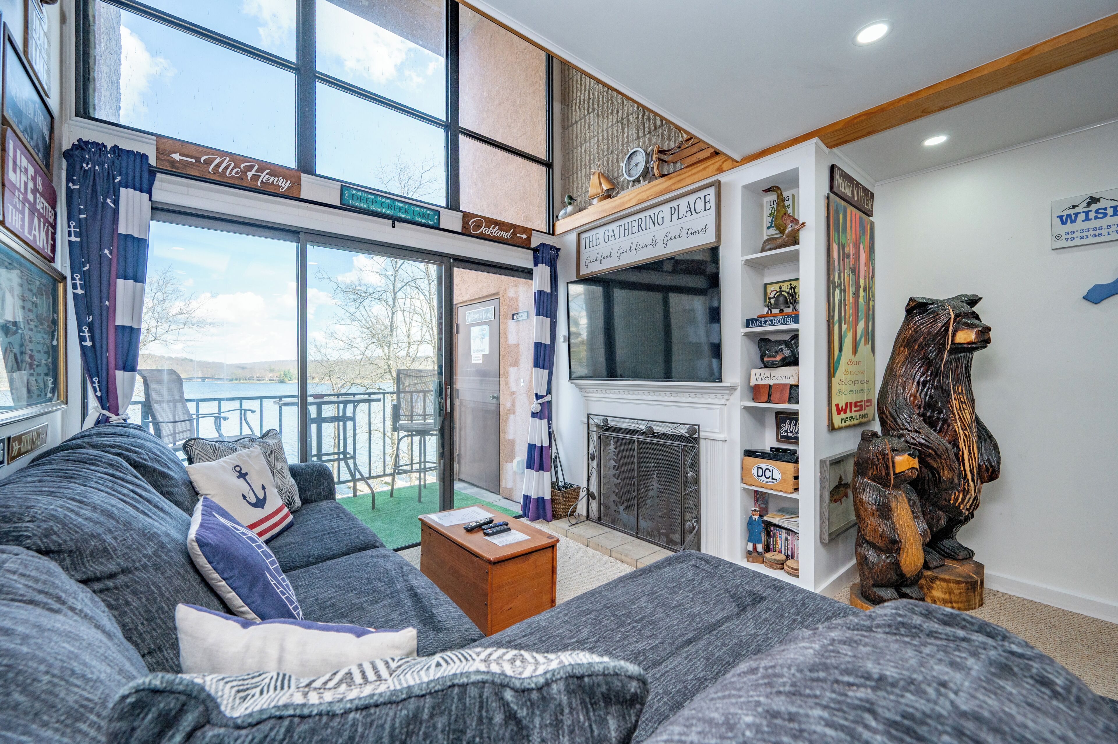 TV, fireplace, video games, DVD player