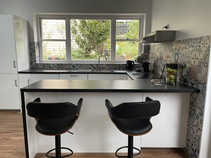 Fridge, oven, stovetop, dishwasher - Derby Bank House Cabin- one bedroom with full kitchen (Derby)