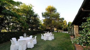 Outdoor banquet area