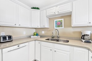 Fridge, microwave, oven, stovetop - Karen's Island Retreat-Oceanwalk 7204 Coastal Vacation Resorts (Oak Island)