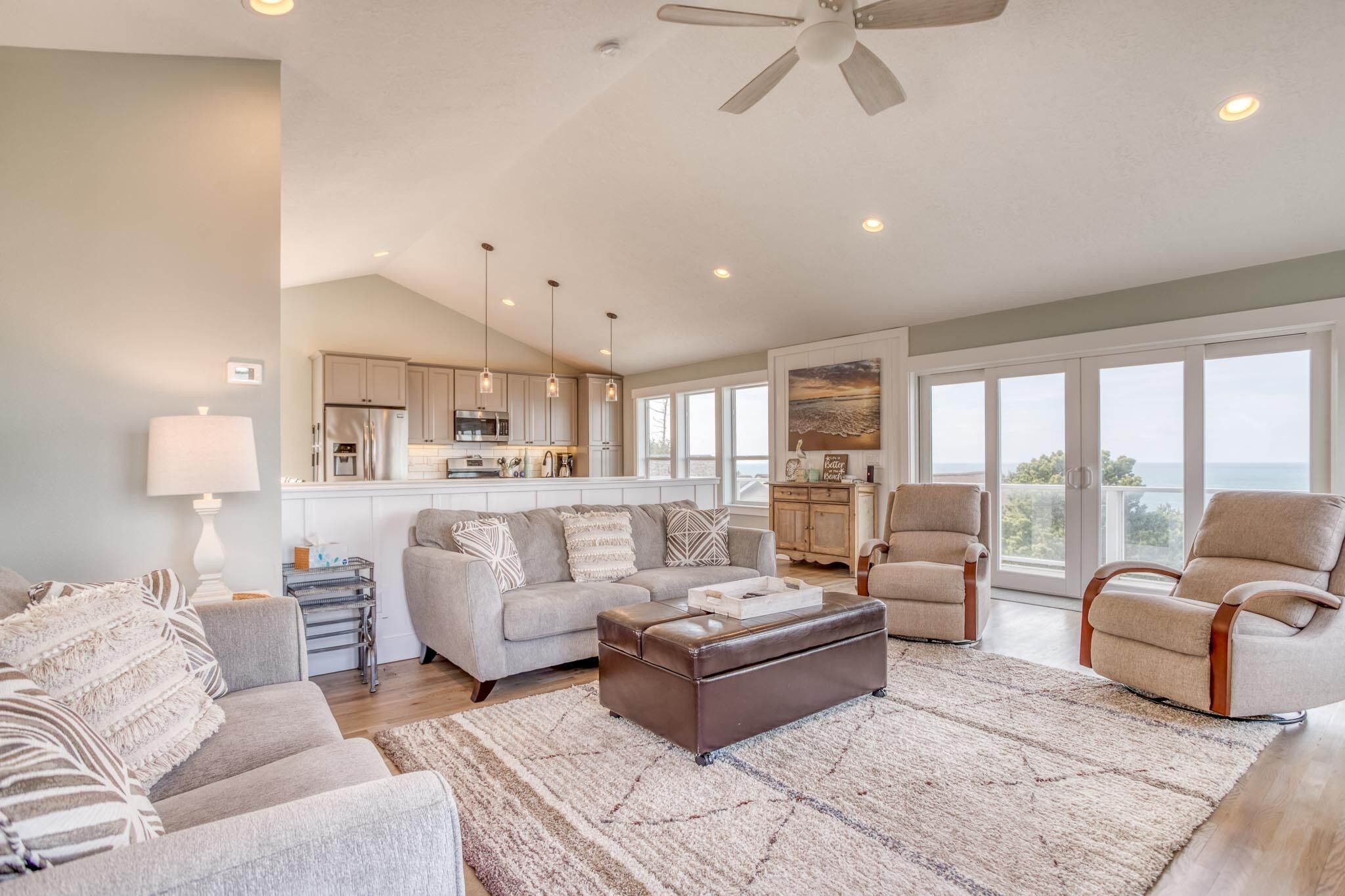 Spacious, Sky-High Great Room Graces Splendidly Luxurious Ocean-view Craftsman!