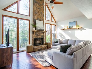 Smart TV, fireplace, table football, offices - Spacious Cabin w/ Arcade, Fire Pit, 2 Kitchens & Stunning Views (Sevierville)