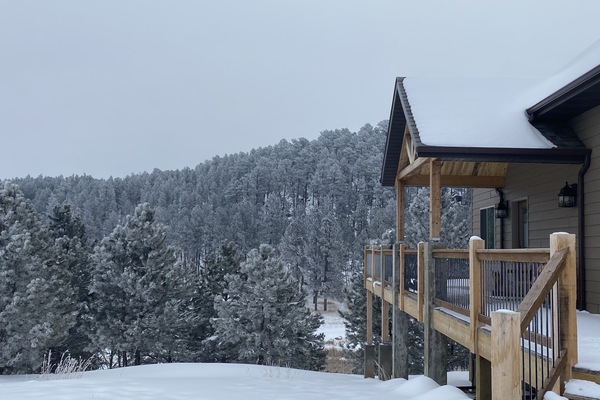 Snowy Mountain View from the covered porch.