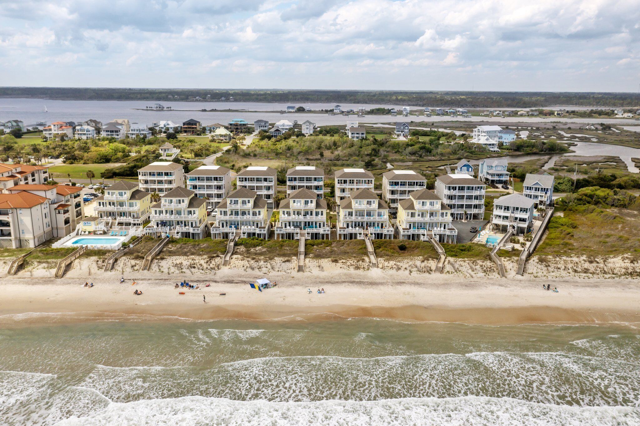 On the beach, sun-loungers, beach towels