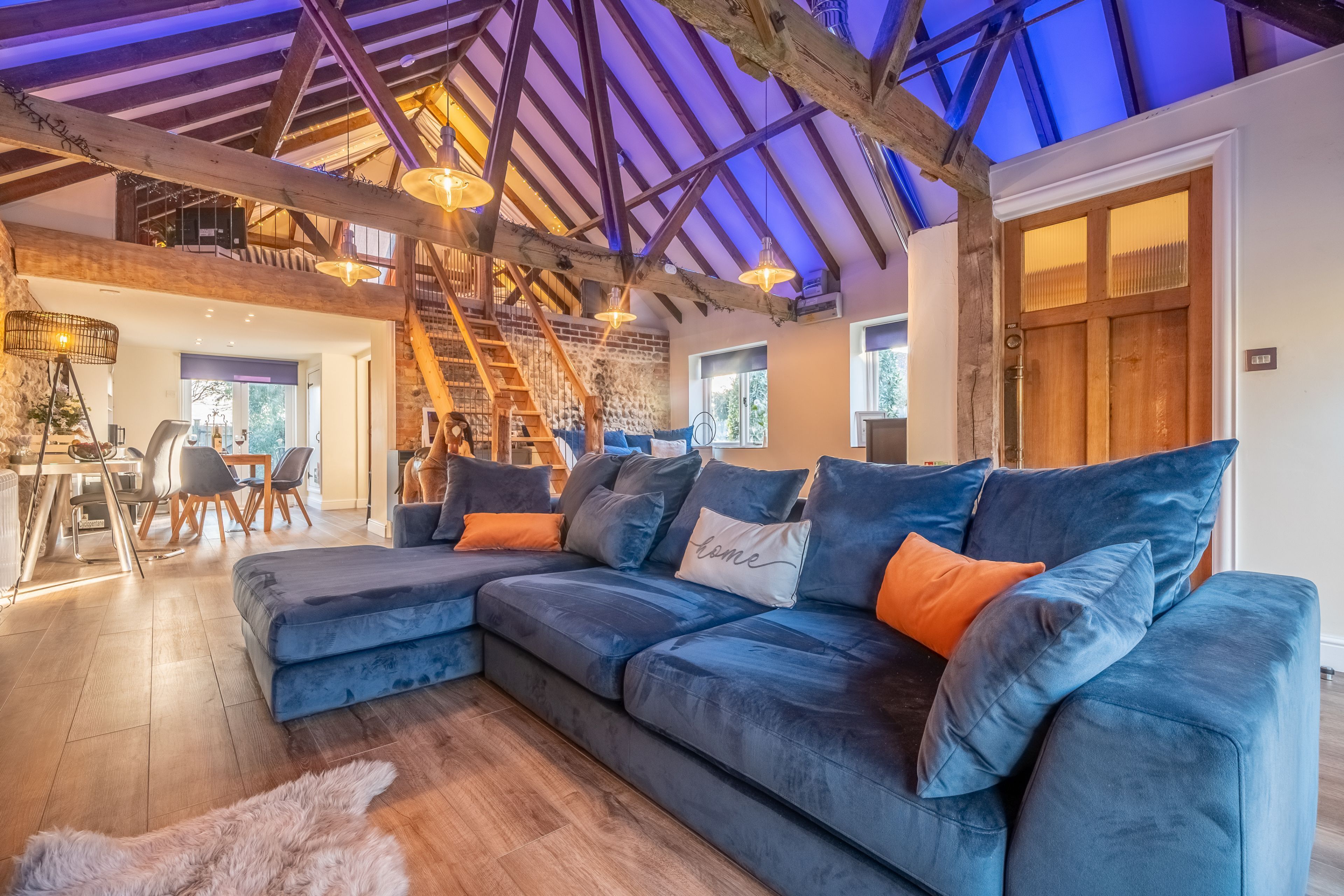 TV, fireplace, books