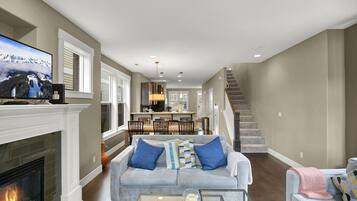 Smart TV, fireplace, video games