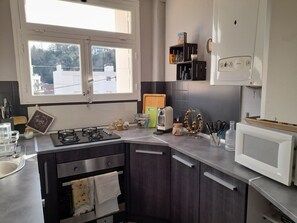 Kühlschrank, Mikrowelle, Ofen, Herdplatte