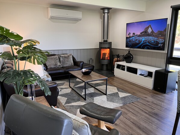 Smart TV, fireplace, video games, books