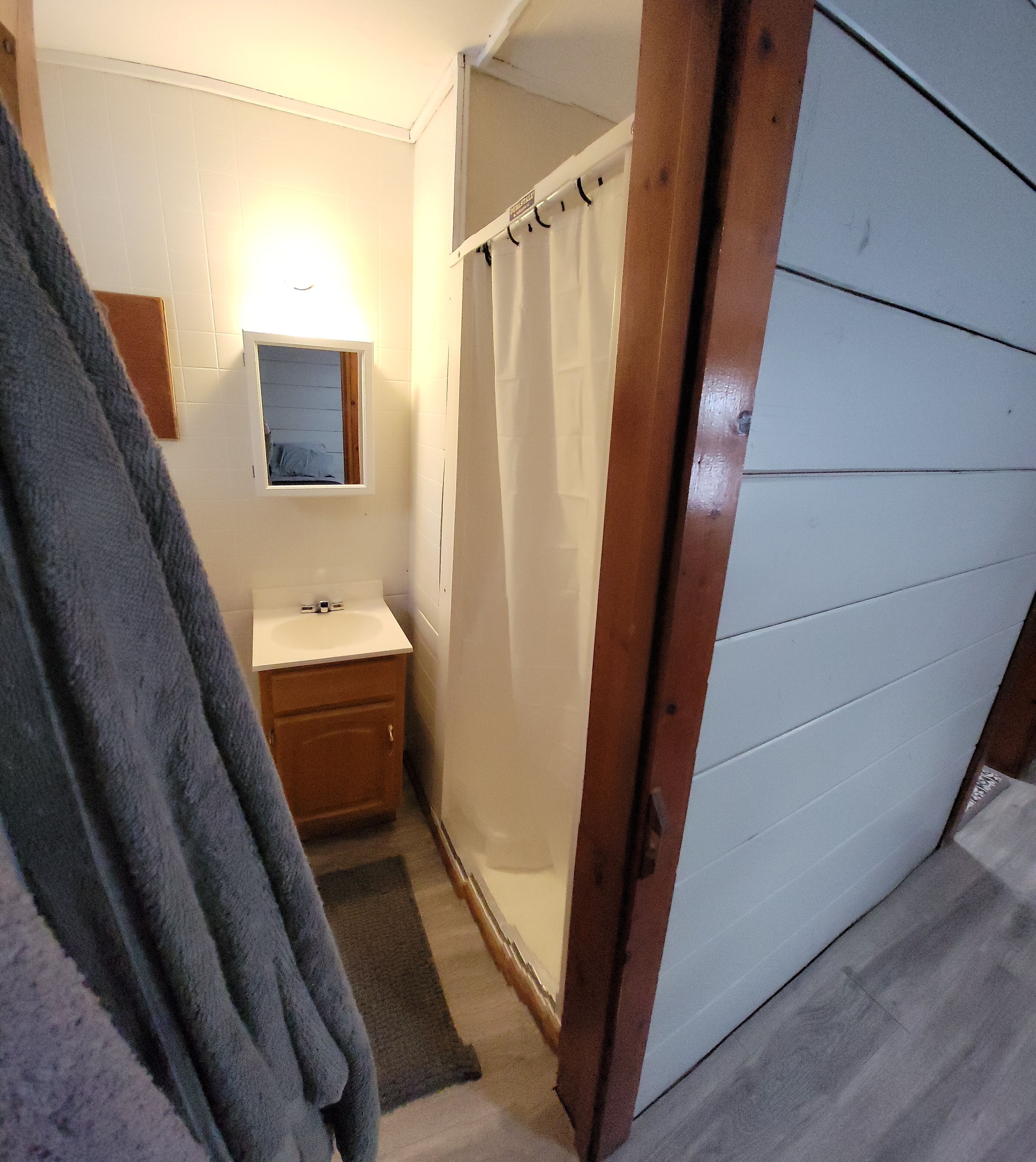 Shower, towels, soap, toilet paper