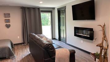 Smart TV, fireplace, video games, table football