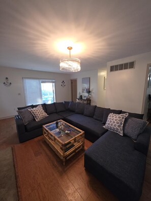 Smart TV, fireplace, table tennis, books