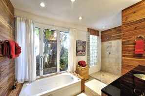 Bathtub, hair dryer, towels