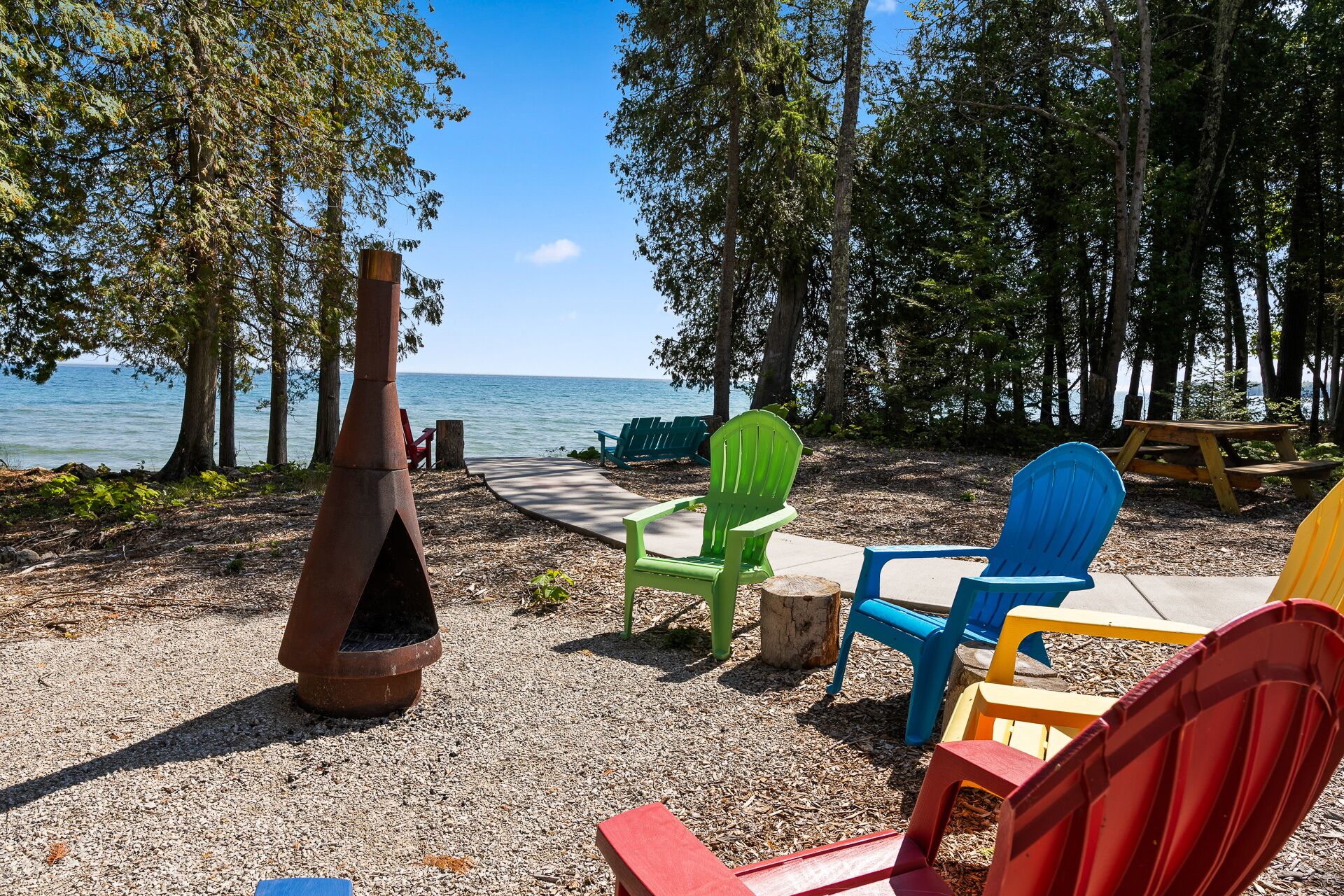 Cheery accessible beachfront cottage-quiet side of Lake Michigan in Door County
