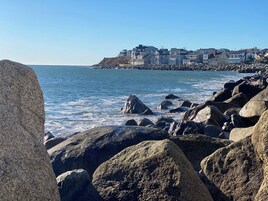 On the beach, white sand