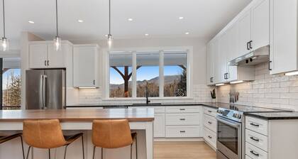 New Modern Farmhouse: 4 private acres, 360º Mtn View, Btwn Mtn & Village