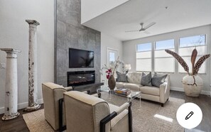 Smart TV, fireplace, printers