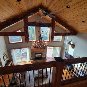 Smart TV, fireplace, DVD player, books