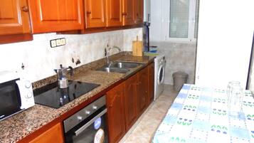 Fridge, microwave, oven, coffee/tea maker