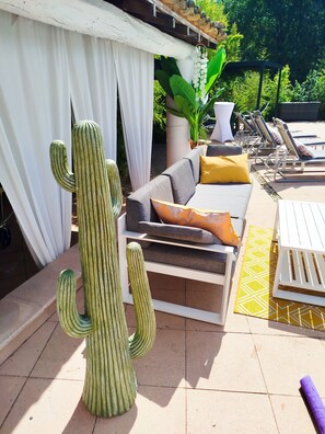 Terrace/patio - Exceptional riverside estate 48 pers swimming pool private beaches (La Roque-sur-Ceze)