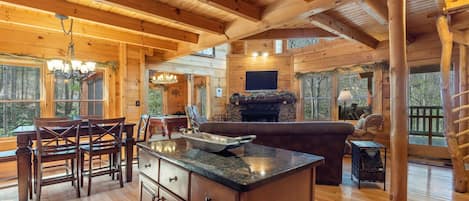 Smart TV, fireplace, DVD player