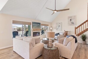 Smart TV, fireplace, video games, books - Fish On | 5BR Canal Home · Private Boat Dock · Golf Cart & Bikes Included (Ocean Isle Beach)